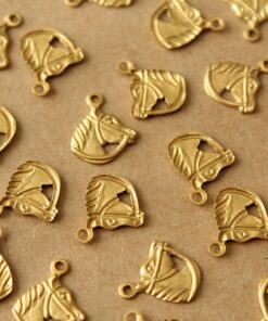 20 pc. Tiny Raw Brass Horse Head Charms: 13mm by 11mm - made in USA | RB-1397