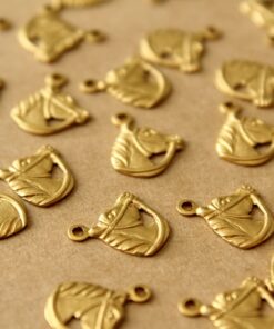 20 pc. Tiny Raw Brass Horse Head Charms: 13mm by 11mm - made in USA | RB-1397