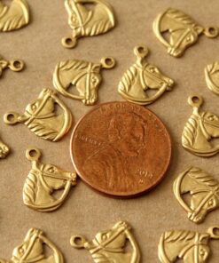 20 pc. Tiny Raw Brass Horse Head Charms: 13mm by 11mm - made in USA | RB-1397