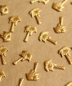 20 pc. Tiny Raw Brass Palm Tree Stampings: 10mm by 7mm - made in USA | RB-821