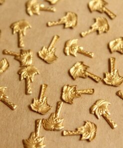 20 pc. Tiny Raw Brass Palm Tree Stampings: 10mm by 7mm - made in USA | RB-821