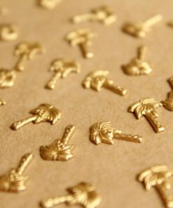 20 pc. Tiny Raw Brass Palm Tree Stampings: 10mm by 7mm - made in USA | RB-821