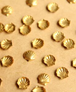 24 pc. Tiny Raw Brass Seashells: 6mm by 6mm - made in USA | RB-826
