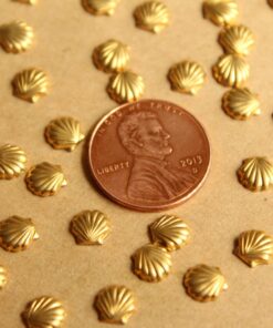 24 pc. Tiny Raw Brass Seashells: 6mm by 6mm - made in USA | RB-826