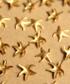 16 pc. Tiny Raw Brass Starfish: 10mm by 9.5mm - made in USA | RB-890