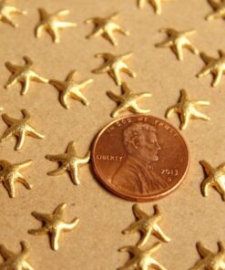 16 pc. Tiny Raw Brass Starfish: 10mm by 9.5mm - made in USA | RB-890