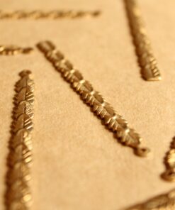 6 pc. Raw Brass Line of Leaves Dangle Charms : 63mm by 5mm - made in USA | RB-1112
