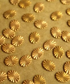 14 pc. Tiny Raw Brass Textured Ovals with Starburst Design: 8mm by 6mm - made in USA | RB-1266