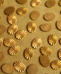 14 pc. Tiny Raw Brass Textured Ovals with Starburst Design: 8mm by 6mm - made in USA | RB-1266