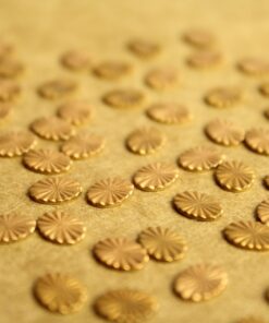 14 pc. Tiny Raw Brass Textured Ovals with Starburst Design: 8mm by 6mm - made in USA | RB-1266