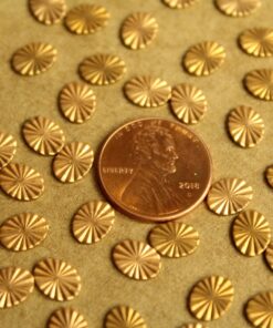 14 pc. Tiny Raw Brass Textured Ovals with Starburst Design: 8mm by 6mm - made in USA | RB-1266