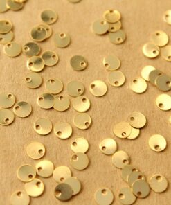 20 pc. 24K Gold Plated Brass Tiny Circle Charms, 4mm diameter | FI-667