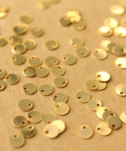 20 pc. 24K Gold Plated Brass Tiny Circle Charms, 4mm diameter | FI-667