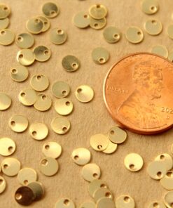 20 pc. 24K Gold Plated Brass Tiny Circle Charms, 4mm diameter | FI-667