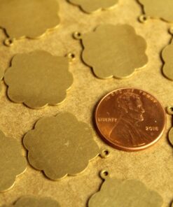 6 pc. Raw Brass Scalloped Charms: 23mm by 20mm - made in USA Stamping Blank | RB-1288