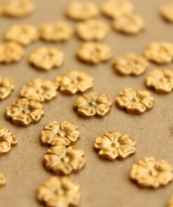 8 pc. Raw Brass Flax Flower: 7.5mm by 8mm - made in USA | RB-663