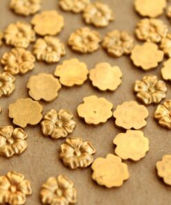 8 pc. Raw Brass Flax Flower: 7.5mm by 8mm - made in USA | RB-663