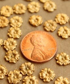 8 pc. Raw Brass Flax Flower: 7.5mm by 8mm - made in USA | RB-663