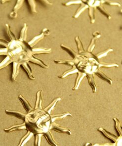 6 pc. Large Gold Plated Brass Sun Charms: 29.5mm by 25.5mm - made in USA | GLD-157