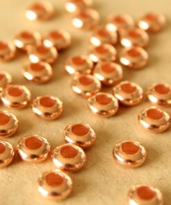 50 pc. Rose Gold Plated Brass Rondelle Spacer Beads, 7mm by 2.5mm | FI-679