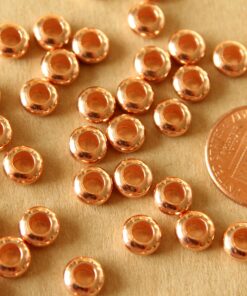 50 pc. Rose Gold Plated Brass Rondelle Spacer Beads, 7mm by 2.5mm | FI-679