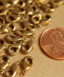 12 pc. Raw Brass Lobster Clasps, 5mm x 10mm | FI-154*