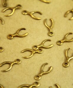 12pc. Tiny Raw Brass Wishbones with Loop: 9.5mm by 5mm - made in USA | RB-365