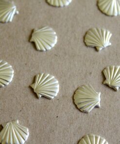 12 pc. Small Silver Plated Brass Seashells Shells: 10mm by 11.5mm - made in USA | SI-038