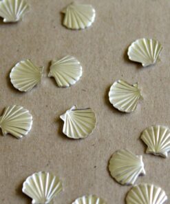 12 pc. Small Silver Plated Brass Seashells Shells: 10mm by 11.5mm - made in USA | SI-038