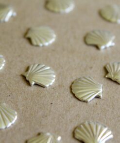 12 pc. Small Silver Plated Brass Seashells Shells: 10mm by 11.5mm - made in USA | SI-038