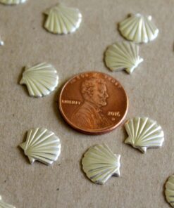 12 pc. Small Silver Plated Brass Seashells Shells: 10mm by 11.5mm - made in USA | SI-038