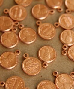 5 pc. Raw Copper Penny Charms - 13mm by 10mm - made in USA | RB-256