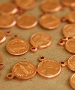 5 pc. Raw Copper Penny Charms - 13mm by 10mm - made in USA | RB-256