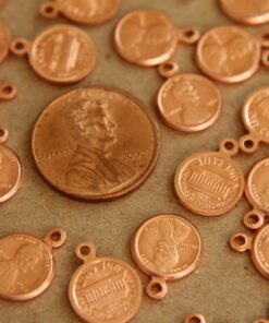5 pc. Raw Copper Penny Charms - 13mm by 10mm - made in USA | RB-256
