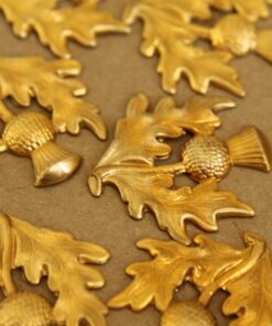 1 pc. Large Raw Brass Scottish Thistle Stamping: 30mm by 31mm - made in USA | RB-267