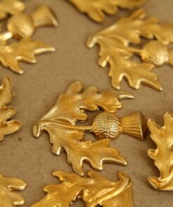 1 pc. Large Raw Brass Scottish Thistle Stamping: 30mm by 31mm - made in USA | RB-267