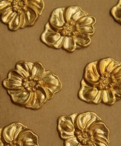 4 pc. Raw Brass Poppy Stampings: 21mm by 16mm - made in USA | RB-418