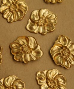 4 pc. Raw Brass Poppy Stampings: 21mm by 16mm - made in USA | RB-418