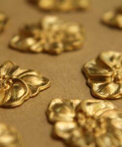 4 pc. Raw Brass Poppy Stampings: 21mm by 16mm - made in USA | RB-418
