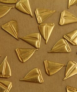 14 pc. Small Raw Brass Sailboat Stampings: 13mm by 10mm - Made in USA | RB-419