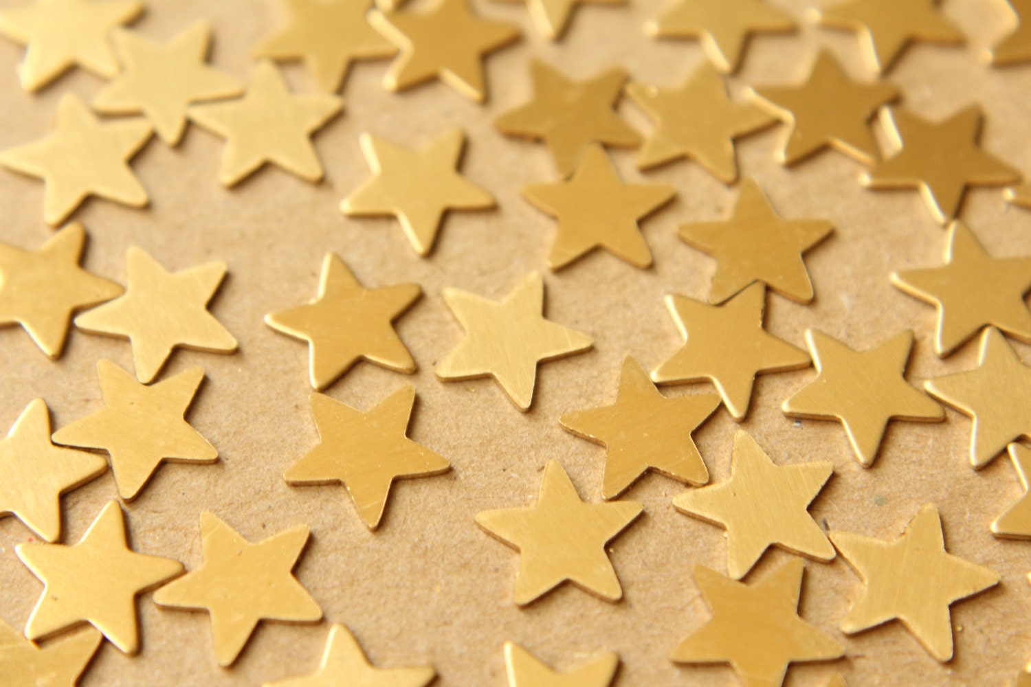 16 pc. Small Raw Brass Stars: 10mm by 10mm - made in USA | RB-619