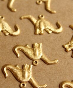 4 pc. Raw Brass Brontosaurus Charms: 25mm by 14mm - made in USA | RB-856