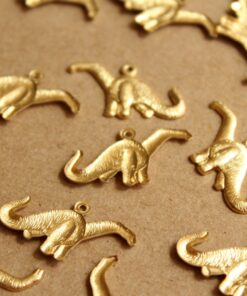 4 pc. Raw Brass Brontosaurus Charms: 25mm by 14mm - made in USA | RB-856