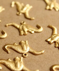 4 pc. Raw Brass Brontosaurus Charms: 25mm by 14mm - made in USA | RB-856