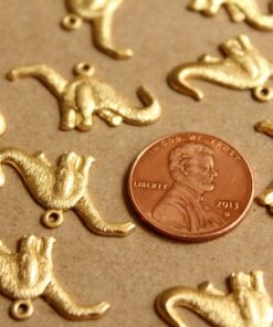 4 pc. Raw Brass Brontosaurus Charms: 25mm by 14mm - made in USA | RB-856