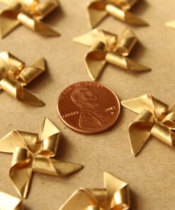 2 pc. Raw Brass Pinwheels: 27mm by 27mm - made in USA | RB-701