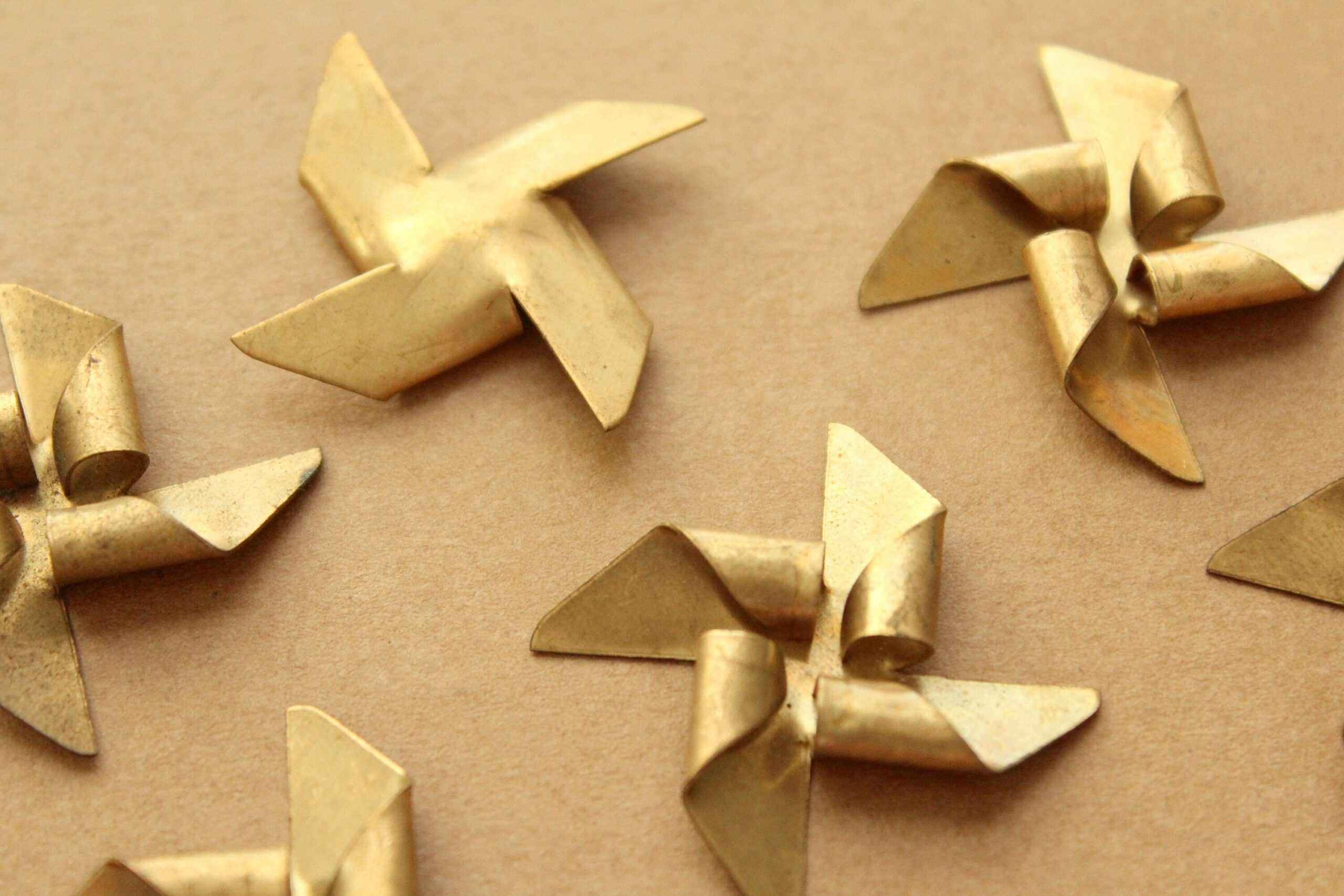 1 pc. Raw Brass Pinwheel: 38mm by 38mm - made in USA | RB-1187