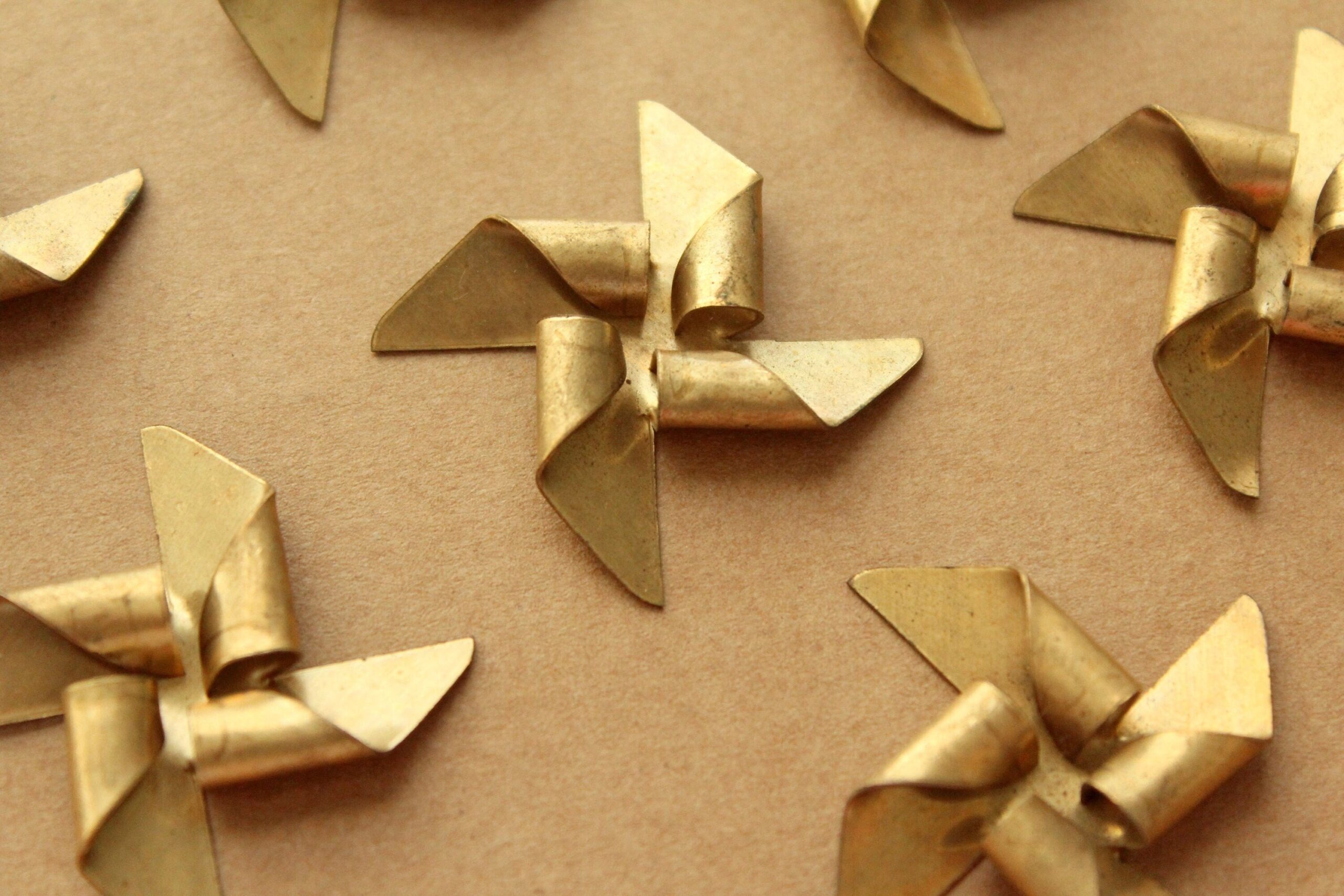 1 pc. Raw Brass Pinwheel: 38mm by 38mm - made in USA | RB-1187