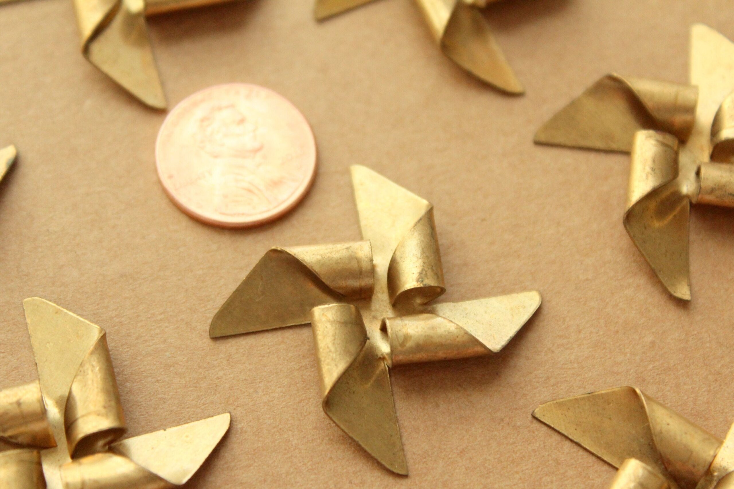 1 pc. Raw Brass Pinwheel: 38mm by 38mm - made in USA | RB-1187