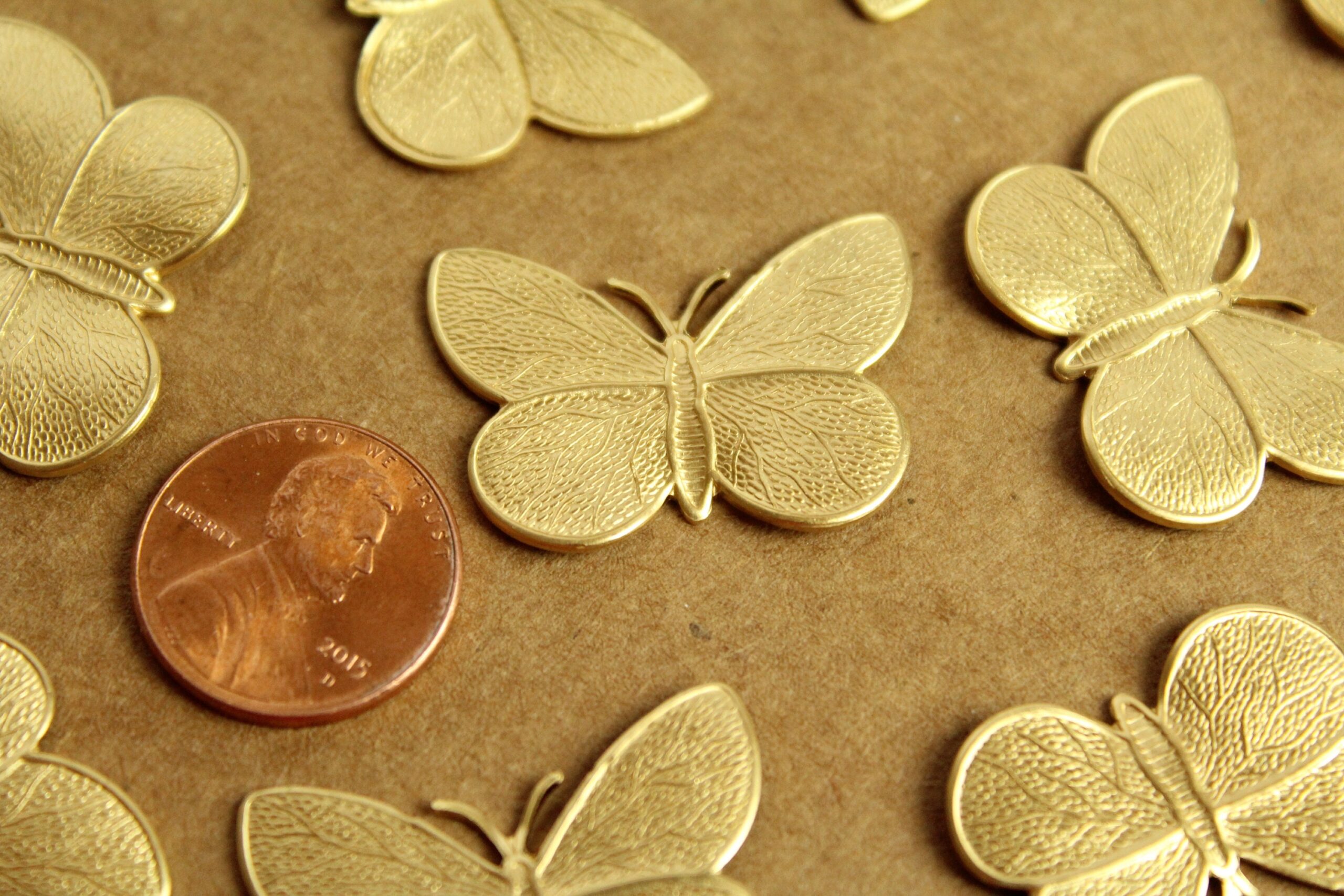 2 pc. Raw Brass Butterfly Stamping: 29.5mm by 21mm - made in USA | RB-1248